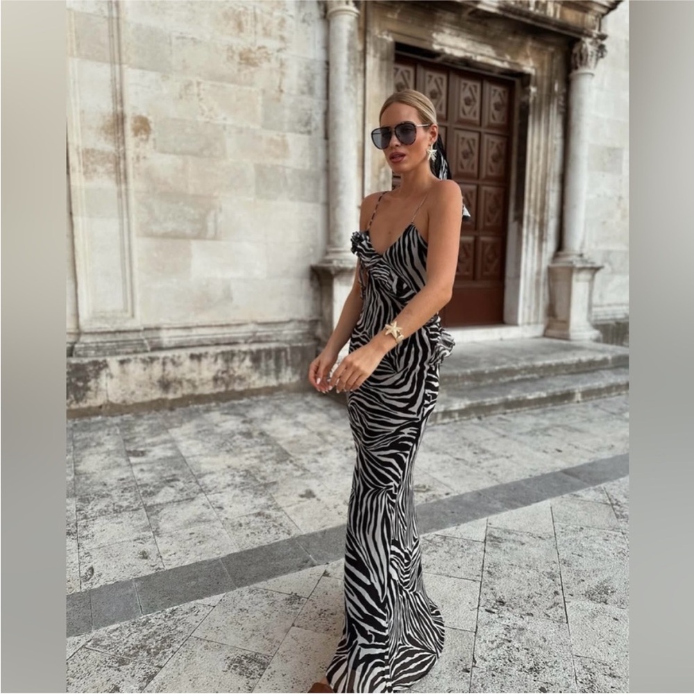 Zara Black and White Zebra Maxi Dress